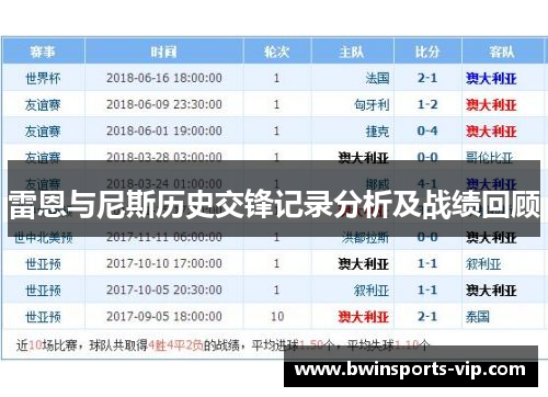 雷恩与尼斯历史交锋记录分析及战绩回顾